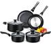 Cook N Home 8 Piece Aluminum Non Stick Cookware Set Non Stick/Aluminum in Black/Gray | Wayfair 02729