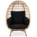 Bayou Breeze Kroth Patio Chair w/ Cushions Wicker/Rattan in Black | 56 H x 40 W x 24 D in | Wayfair FA5F2F72CD43430E8EE6FA9A210A000D