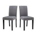 Red Barrel Studio® Set Of 2 - Grey Fabric Dining Chairs w/ Black Wood Legs Wood/Upholstered/Fabric in Black/Brown | 36 H x 17 W x 21 D in | Wayfair