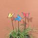 Arlmont & Co. Lavonde 3 Piece Butterfly Garden Stake Set Metal in Blue/Red/Yellow | 22 H x 5.5 W x 4.5 D in | Wayfair