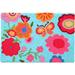 August Grove® Anandi Flowers & Butterfly 30 in. x 20 in. Indoor/Outdoor Door Mat Synthetics in Blue/Pink/Red | 30 H x 20 W x 0.25 D in | Wayfair