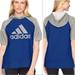 Adidas Tops | Adidas Trefoil Logo Blue Contrast Short Sleeve Baseball Hoodie - 2 | Color: Blue/Gray | Size: L