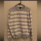 J. Crew Sweaters | J. Crew Men’s Gray And White Striped Sweater Size Large. 95% Cotton 5% Cashmere | Color: Gray/White | Size: L