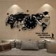 HPDOM Wall Clock Acrylic DIY 3D World Map Wallclock, Beautiful Wall Art Big Decorative Wall Clock for Living Room,Bedroom,Office(Black),120×55cm