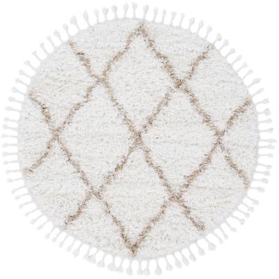 Hochflor-Teppich CARPETFINE "Eddy", beige, H:30mm Ø:300cm, Polyester, Teppiche, Fransenteppich, Shaggy Langflor mit Fransen, starke Größenauswahl, Wohnzimmer Image