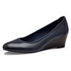 Pumps TAMARIS, Damen, Gr. 37 (4,5), blau (navy), Leder, unifarben, elegant, Schuhe, Keilabsatz, Halbschuh, Schlupfschuh mit komfortablem Elastikeinfass
