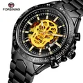 Gagnant-Montres Automatiques Steampunk pour Homme Série Luxe Golden Skull Modules Seton Clock