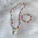 Bracelet et collier design lapin pour enfants jolis bijoux en perles de lapin réglables cadeau