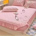 Drap-housse imperméable super nordique avec bandes élastiques housses de matelas roses jupe de lit