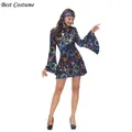 Robe Chang sexy à manches longues pour femmes vêtements des années 70 costume d'Halloween à