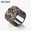 Bague GEM'S BEAUTY en argent Sterling 925 18K pour femmes anneau Unique à trois pierres avec