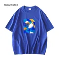 MOINWATER femmes bleu Royal pur coton t-shirts femme Art imprimé décontracté kaki t-shirts nouveau à