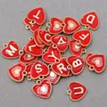 Breloques lettre A-Z en émail bleu forme rouge 15*15mm lettre initiale de l'alphabet pendentif