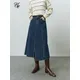 FSLE-Jupe trapèze en denim bleu pour femme irrégulière taille haute longueur moyenne couleur