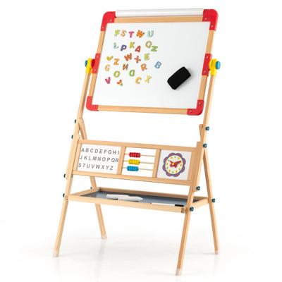 Costway 3-in-1 Wooden Art Easel for Kids with Draw...