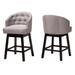 Theron Mid-Century Transitional Faux Leather and Wood Swivel Counter Stool Set-2PC