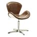 Accent Chair - Corrigan Studio® Accent Chair w/ Swivel In Retro Brown Genuine Leather in Brown/Gray | 33 H x 25 W x 24 D in | Wayfair