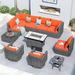 Latitude Run® 11 Piece Sofa Seating Group w/ Cushions, Wicker in Orange | 25.19 H x 52 W x 29 D in | Outdoor Furniture | Wayfair
