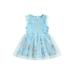 Jkerther Toddler Girls Summer Dress Casual Floral Print Mesh Patchwork Ruffle Sleeveless Dress for Beach Party Wear