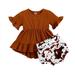 HESHENG HESHENG Toddler Baby Girl Summer Outfits Short Sleeve Dress Tops Leopard Printed Shorts Outfits Set 12-18M