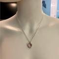 Coach Jewelry | Coach Pink Zircon Heart Pendant .925 Sterling Silver Necklace | Color: Pink/Silver | Size: Necklace Measures 18” In Length