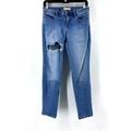 Free People Jeans | Free People Women's Tapered Medium Wash Mid Rise Distressed Denim Jeans 27w | Color: Blue | Size: 27