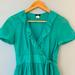 J. Crew Dresses | J Crew Blue Green Turquoise Teal Swiss Dot Short Sleeve Wrap Dress Size 0 | Color: Blue/Green | Size: 0