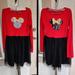 Disney Dresses | 8 Girls Kids Disney Sequin Minnie Mouse Long Sleeve Tulle Dress Red Black | Color: Black/Red | Size: 8g