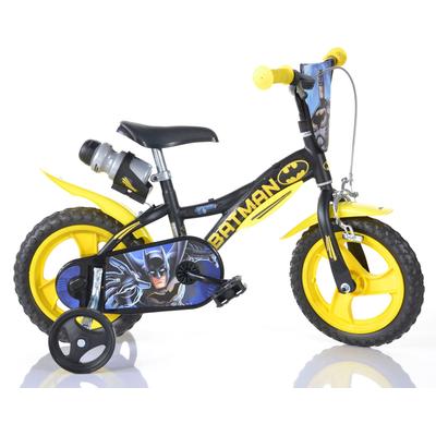 Kinderfahrrad DINO "Batman 12 Zoll" Fahrräder Gr. 21 cm, 12 Zoll (30,48 cm), schwarz Kinder Kinderfahrräder mit Stützrädern, Trinkflasche und Frontschild