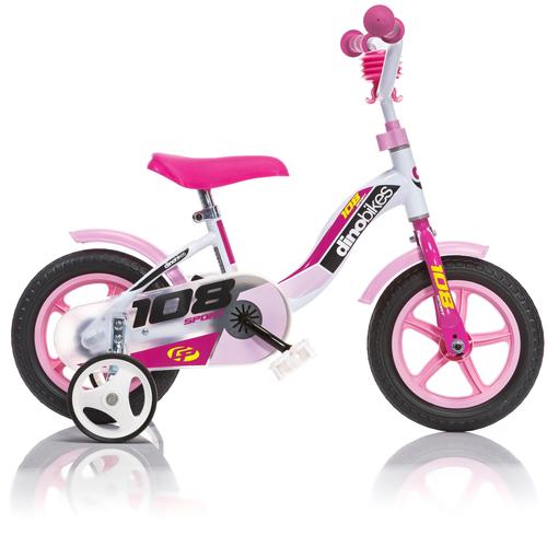 „Kinderfahrrad DINO „“Lernrad 10 Zoll““ Fahrräder Gr. 16 cm, 10 Zoll (25,40 cm), weiß Kinder Kinderfahrräder mit Stützrädern, Hupe und Schutzblechen“
