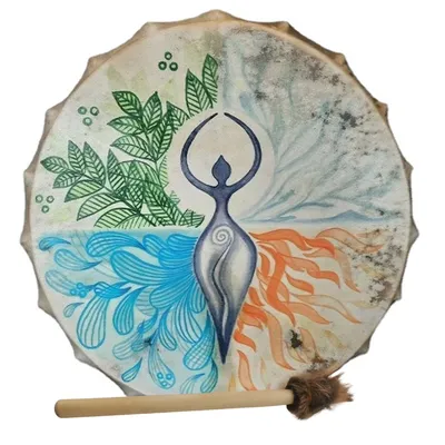 Tambour chaman arbre de vie 25cm décoration tambour fait à la main siberien musique avec