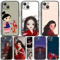 Coque de téléphone à motif de dessin animé Mulan étui souple noir pour Apple iPhone 11 12 13 14 Max