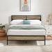 Javlergo Industrial Metal Bed Frame with Wooden Headboard