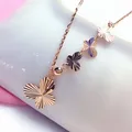 Collier avec pendentif papillon en or rose pour femme bijoux de mariage et de fiançailles