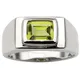 Bague péridot verte naturelle pour homme argent regardé 925 7x9mm sertissage invisible pierre de