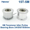 POWGE-poulie tendeur de roue avec 15 dents alésage de 5M 3/4/5/6/7/8/9mm avec Guide de roulement