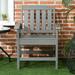 Outsunny Plastic Patio Chairs, Outdoor Dining Chair with Armrests and Slatted Back, Outdoor Armchair for Lawn