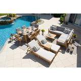 Laguna 14-Piece Teak Wood Outdoor Patio Furniture Combination Set w/ Sectional Set Dining Set and Chaise Lounge Set