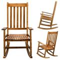 SalonMore Wooden Rocking Chair Wood Single Rocker For Garden Patio Natural Color