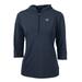 Women's Cutter & Buck Navy Toronto Blue Jays Virtue Eco Pique 3/4 Sleeve Half-Zip Pullover Hoodie