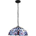 Miumaeov Baroque Style Pendant Light Fixture 16 Wide Vintage Blue Stained Glass Hanging Lamp Antique Style Island Pendant Lighting for Kitchen Dining Room Hallway Foyer