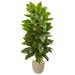 Nearly Natural 58 Large Leaf Philodendron Artificial Plant in Sand Stone Planter (Real Touch)