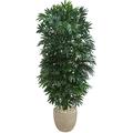 Nearly Natural 5 Double Bamboo Palm Artificial Plant in Sandstone Planter