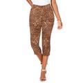 Plus Size Women's Invisible Stretch® Contour Capri Jean by Denim 24/7 in Chocolate Flowy Animal (Size 12 T)
