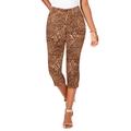 Plus Size Women's Invisible Stretch® Contour Capri Jean by Denim 24/7 in Chocolate Flowy Animal (Size 30 W)