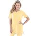 Plus Size Women's Notch-Neck Soft Knit Tunic by Roaman's in Banana (Size 1X) Short Sleeve T-Shirt