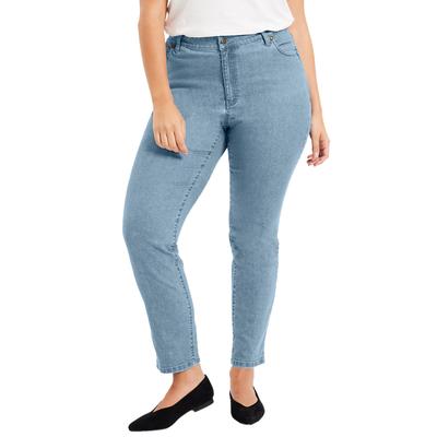 Plus Size Women's Curvie Fit Straight-Leg Jeans by June+Vie in Light Blue (Size 24 W)