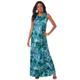 Plus Size Women's Ultrasmooth® Fabric Print Maxi Dress by Roaman's in Turq Tropical Leopard (Size 38/40)