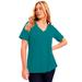 Plus Size Women's Short-Sleeve V-Neck One + Only Tee by June+Vie in Tropical Teal (Size 10/12)
