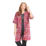 Plus Size Women's Luxe Georgette Long Kimono by Catherines in Pink Burst Batik (Size 4X)